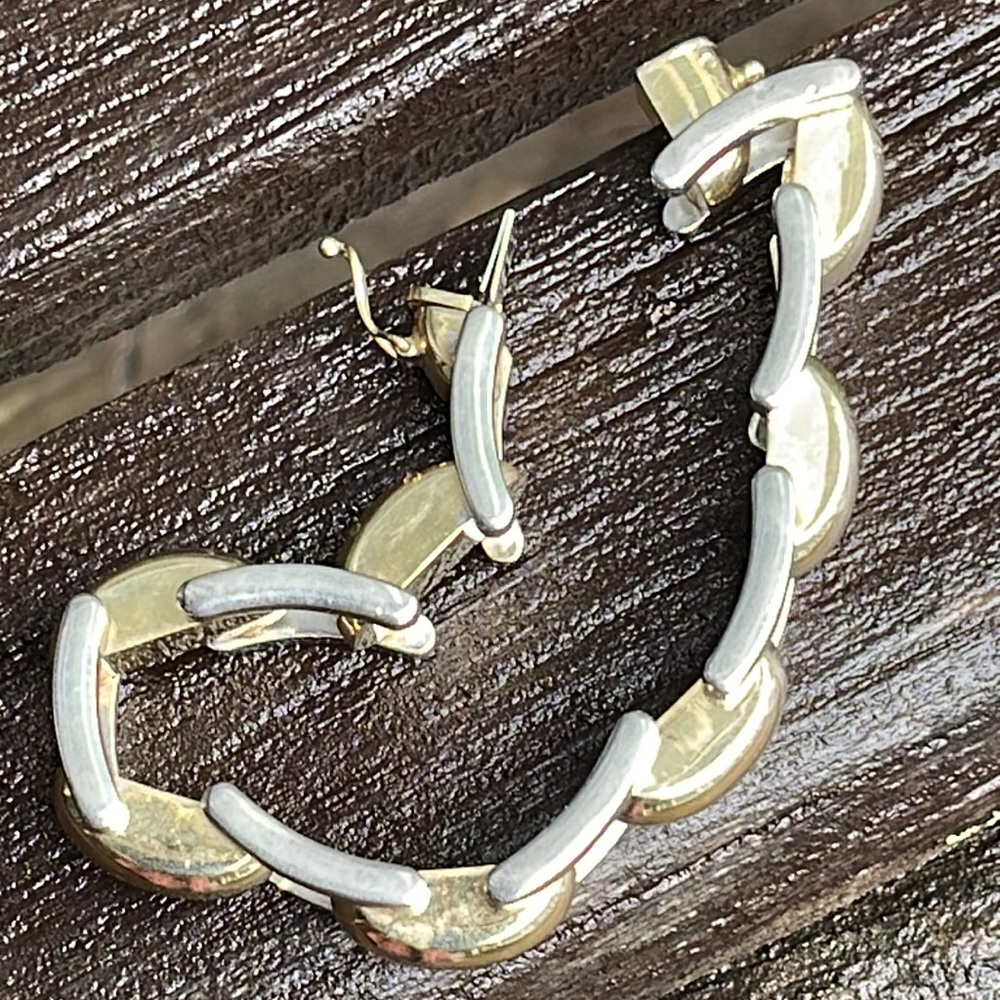 14k -2- Toned Heavy Link Bracelet - Picture 11 of 11